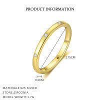 wholesale S925 Sterling Silver Geometric Square Star Ring with Shiny Zircon, Light Luxury, Versatile,。-K2051-Gold 7