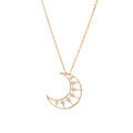 wholesale S925 Silver Plated 14K Gold French Ins-Style Moon Necklace/Earring Zircon Set Versatile-0-0