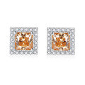wholesale 925 Silver 1ct VVS1 Colored Moissanite Princess Cut Stud Earrings, Yun Tong Jewelry New Cross-Border Best Seller-0-1