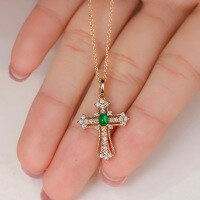 wholesale S925 sterling silver full-body cross pendant necklace, ins retro style, unique and versatile, trendy and niche-BX0420-Gold>925 Silver