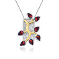 wholesale S925 Silver Designer Natural Topaz Pendant Leaf Branch High-End Style Gemstone Necklace-0-6