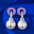 wholesale S925 Silver Metal 14mm Shell Pearl Earrings for Women, Versatile and Elegant, New Live Streaming Style-0-0