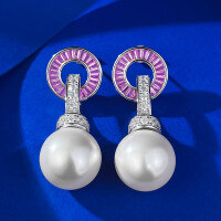 wholesale S925 Silver Metal 14mm Shell Pearl Earrings for Women, Versatile and Elegant, New Live Streaming Style-E481 Pearl Earrings 925 Silver