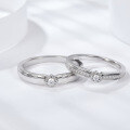 wholesale Metal material first: new fashionable minimalist style couple's pair of rings, silver set with moissanite engagement rings for boyfriend and girlfriend-0-2