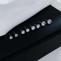 wholesale Metal Material Ear Stud For Men, Ultra-sparkling Zircon Ear Cartilage Stud, Fashionable And Trendy Internet-famous High-end Ear Accessory-3MM925 silver no specifications