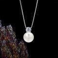 S925 Silver Moissanite Freshwater Pearl Pendant Necklace, Wholesale Women's Chic Design-0-1