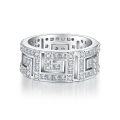 wholesale 925 Sterling Silver Men's and Women's Row Ring 5A Full Cubic Zirconia Emerald Cut Asscher Cut Band Ring Stackable Ring Pinky Ring-0-19