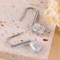 wholesale 18K gold-plated 925 sterling silver ear hooks, 2-carat 6*8mm emerald-cut moissanite earrings for women, cross-border moissanite earrings-0-2