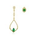 wholesale S925 Silver New Korean and Japanese Light Luxury Style Earrings for Women, Micro-Paved Green Cubic Zirconia Teardrop Asymmetric Earrings Manufacturer Wholesale-0-4