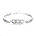 wholesale S925 sterling silver retro light luxury style spliced chain inlaid with colorful cubic zirconia sweet and cool Korean and Japanese version bracelet for women-0-4