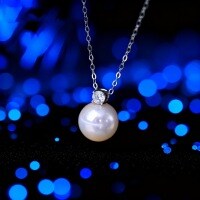 S925 Silver Moissanite Freshwater Single Pearl Pendant Necklace-White gold moissanite 30-point GRA certificate  925 sterling silver pearl necklace 10mm