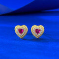 wholesale S925 Silver Gold-Plated Heart Brushed Small Stud Earrings, Stylish and Versatile with a High-End Feel, Mu Jing Jewelry Spring and Summer New Collection-0-5