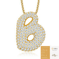 925 Silver Gold-Plated Letter Pendant Choker Necklace for Women-The letter B (including GRA certificate)