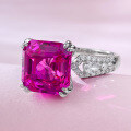 wholesale 925 Silver New Style High Carbon Diamond Ring 11*11 Ruby Luxury European and American Style Live Streaming Hit-0-1