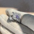 wholesale S925 Sterling Silver Fairy Purple Calla Lily Diamond Ring Floral Flower Ring, Niche Design, Luxurious and High-End Feel-0-1