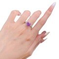 wholesale Metal Material: 925 Silver Live Stream Style Lavender Purple 8*8mm Goddess Pink Bud Gentle Ring-0-4