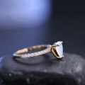 wholesale 9K/10K/14K/18K gold ring set with natural cream blue moonstone, minimalist and lightweight luxury gold ring-0-2