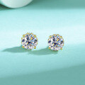 wholesale S925 Sterling Silver Cross-border Simple and Small Four-Claw Micro-Inlaid Moissanite Earrings Super Sparkling Versatile Stud Earrings Wholesale for Women-0-2