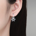 S925 Sterling Silver Moissanite Full Diamond French Floral Earrings, Three-Way Wear-0-2