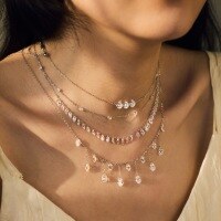 wholesale 925 Sterling Silver Cross-Border European and American Women's Small Luxury Tassel Geometric Pendant Stackable Layering Collarbone Necklace-DY191187-SW-WH#4 925 Silver