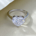 wholesale S925 Sterling Silver New Style High-End Zircon Inlaid Heart Shaped Ring, Fashionable and Versatile Elegant Proposal Ring-0-0