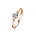 Champagne Gold Plated Silver Moissanite Princess Crown Ring-0-4