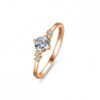 Champagne Gold Plated Silver Moissanite Princess Crown Ring-50 points (zircon)  13 yards