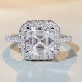 wholesale S925 Sterling Silver Baguette Cut Emerald Cut Ring for Women with High Carbon Diamond Zircon Colored Gemstone, TikTok Live Streaming Best-Seller Wholesale-0-3