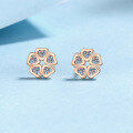 wholesale S925 Sterling Silver with Moissanite and Champagne Gold Plating, Small and Exquisite Floral Shape Earrings for Girlfriend, Unique and Versatile Cute Style-0-0