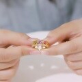 wholesale Metal material, Japanese and Korean trendy fashion minimalist rainbow color zircon ring internet celebrity personality zirconia ring versatile light luxury ring-0-3