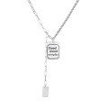 wholesale S925 Sterling Silver Korean-style Personalized English Sentence Patch Chain Tassel Hip-hop Trendy Women's Collarbone Necklace-0-4