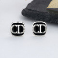 wholesale S925 Sterling Silver Minimalist Black Enamel Letter CD Ear Studs Trendy Fashion Ins Style Earrings-0-0