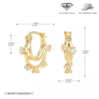 wholesale S925 Sterling Silver Micro Pavé Stone Stud Earrings-925 silver gold plated 925 silver