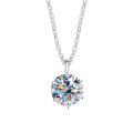 Sterling Silver 2ct Moissanite Six-Claw Pendant Necklace, Minimalist Design-0-4
