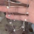 wholesale S925 Sterling Silver Shining Starry Zircon Necklace for Women, Minimalist and Versatile Elegant Sparkling Collarbone Chain-0-0