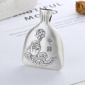 wholesale S990 Silver Etched Hollow Prajna Paramita Heart Sutra Coin Purse with Ethnic Style, Buddha Hand, and Lotus DIY Pendant-0-3
