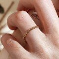 wholesale Au750, minimalist fashion genuine 18K gold chain ring for women,design, side chain hand accessory, Cuban chain tail ring customization-0-2