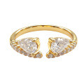 Metal Moissanite Teardrop Adjustable Ring for Women, Valentine's Gift-0-3