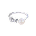 wholesale S925 Sterling Silver Butterfly Freshwater Pearl Open Ring for Women, Ethereal and Versatile Fresh Style New Design Band-0-4