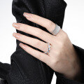 wholesale Sterling silver 1241 wave-edged wire inlaid diamond ring for women, high-end, niche, unique, original, luxurious, elegant, open-ended finger ring-0-3