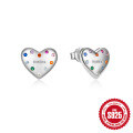 wholesale 925 Sterling Silver New Heart-shaped Colorful Diamond Enamel Drop Earrings,-0-6