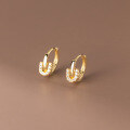 wholesale S925 full diamond letter U ear clasp Korean version minimalist petite horseshoe summer elegant earrings M01081-0-2