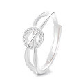 wholesale S925 Sterling Silver Fashion Cross-Border Geometric Interlocking Circle Ring with Inlaid Sparkling Diamonds Minimalist Open Design-0-5