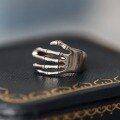 wholesale S925 sterling silver adjustable gothic Halloween skull hand ring-0-0