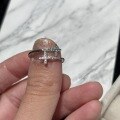 wholesale S925 Sterling Silver Holy Ring, Niche Design Double Cross Zirconia Ring, Sweet and Edgy, Exquisite Ins Minimalist Ring-0-1