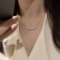 wholesale 925 Sterling Silver Smiling Rainbow Bridge Sparkling Fancy Diamond Necklace, Small Luxury, Advanced Sense, Exquisite Temperament Collarbone Chain-0-4