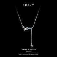 Metal Star Tassel Necklace for Women, Ins Minimalist Design, Luxurious and Versatile-S925 sterling silver + 50 points white moissanite