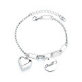 wholesale S925 Sterling Silver Korean Style Ins Trend 3D Heart Pendant Decorative Link Personality Round Tag Bracelet for Women-0-4