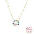 wholesale S925 Sterling Silver INS Circle Diamond Pendant Necklace, a trendy and versatile cross-border bestseller-0-6