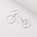 wholesale S925 Sterling Silver Minimalist Five-Point Star Hoop Earrings for Women, Light Luxury Small Hook Earrings with Unique Design-0-1
